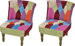 vidaXL Franse stoelen 2 st met patchwork ontwerp stof