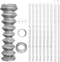 vidaXL - Gaashek - met - palen - 15x1 - m - gegalvaniseerd - staal - zilverkleurig