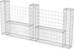 vidaXL - Gabion - mand - U-vormig - 240x20x100 - cm - staal