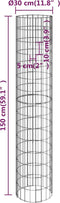 vidaXL - Gabion - paal - rond - Ø30x150 - cm - gegalvaniseerd - staal