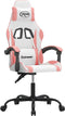 vidaXL - Gamestoel - draaibaar - kunstleer - wit - en - roze