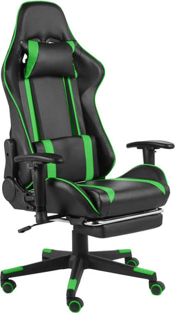 vidaXL - Gamestoel - draaibaar - met - voetensteun - PVC - groen
