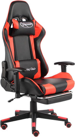 vidaXL - Gamestoel - draaibaar - met - voetensteun - PVC - rood