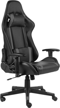 vidaXL - Gamestoel - draaibaar - PVC - grijs