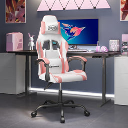 vidaXL-Gamestoel-kunstleer-wit-en-roze