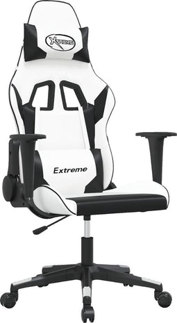vidaXL - Gamestoel - kunstleer - wit - en - zwart