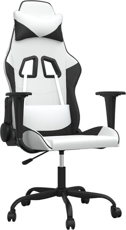 vidaXL - Gamestoel - kunstleer - wit - en - zwart