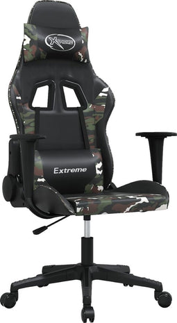 vidaXL - Gamestoel - kunstleer - zwart - en - camouflage