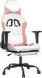 vidaXL - Gamestoel - met - voetensteun - kunstleer - wit - en - roze