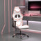 vidaXL - Gamestoel - met - voetensteun - kunstleer - wit - en - roze