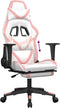 vidaXL - Gamestoel - met - voetensteun - kunstleer - wit - en - roze