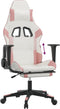 vidaXL - Gamestoel - met - voetensteun - kunstleer - wit - en - roze