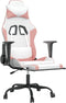 vidaXL - Gamestoel - met - voetensteun - kunstleer - wit - en - roze