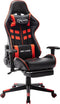 vidaXL - Gamestoel - met - voetensteun - kunstleer - zwart - en - rood