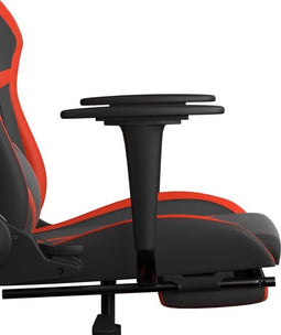 vidaXL - Gamestoel - met - voetensteun - kunstleer - zwart - en - rood