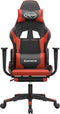 vidaXL - Gamestoel - met - voetensteun - kunstleer - zwart - en - rood