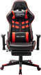 vidaXL - Gamestoel - met - voetensteun - kunstleer - zwart - en - rood