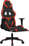 vidaXL - Gamestoel - met - voetensteun - kunstleer - zwart - en - rood