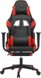 vidaXL - Gamestoel - met - voetensteun - kunstleer - zwart - en - rood