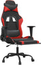 vidaXL - Gamestoel - met - voetensteun - kunstleer - zwart - en - rood
