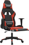 vidaXL - Gamestoel - met - voetensteun - kunstleer - zwart - en - rood
