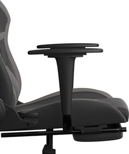 vidaXL - Gamestoel - met - voetensteun - kunstleer - zwart - en - grijs