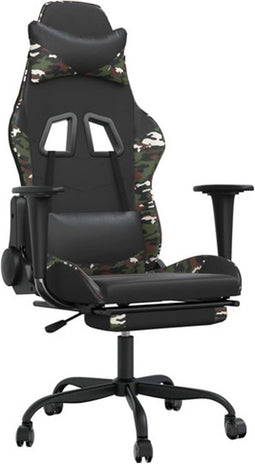 vidaXL - Gamestoel - met - voetensteun - kunstleer - zwart - en - camouflage