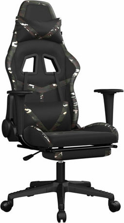 vidaXL - Gamestoel - met - voetensteun - kunstleer - zwart - en - camouflage
