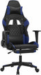 vidaXL - Gamestoel - met - voetensteun - kunstleer - zwart - en - blauw