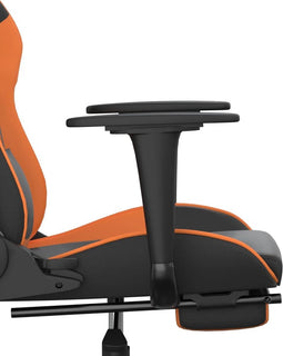 vidaXL - Gamestoel - met - voetensteun - kunstleer - zwart - en - oranje