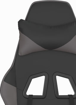 vidaXL - Gamestoel - met - voetensteun - kunstleer - zwart - en - grijs
