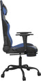 vidaXL - Gamestoel - met - voetensteun - kunstleer - zwart - en - blauw