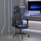 vidaXL - Gamestoel - met - voetensteun - kunstleer - zwart - en - blauw