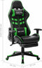 vidaXL - Gamestoel - met - voetensteun - kunstleer - zwart - en - groen