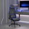 vidaXL - Gamestoel - met - voetensteun - kunstleer - zwart - en - blauw