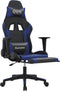 vidaXL - Gamestoel - met - voetensteun - kunstleer - zwart - en - blauw
