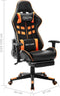vidaXL - Gamestoel - met - voetensteun - kunstleer - zwart - en - oranje