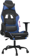 vidaXL - Gamestoel - met - voetensteun - kunstleer - zwart - en - blauw