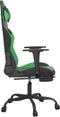 vidaXL - Gamestoel - met - voetensteun - kunstleer - zwart - en - groen
