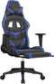 vidaXL - Gamestoel - met - voetensteun - kunstleer - zwart - en - blauw