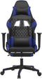 vidaXL - Gamestoel - met - voetensteun - kunstleer - zwart - en - blauw