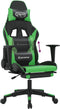 vidaXL - Gamestoel - met - voetensteun - kunstleer - zwart - en - groen