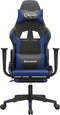 vidaXL - Gamestoel - met - voetensteun - kunstleer - zwart - en - blauw