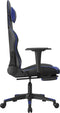 vidaXL - Gamestoel - met - voetensteun - kunstleer - zwart - en - blauw
