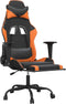 vidaXL - Gamestoel - met - voetensteun - kunstleer - zwart - en - oranje