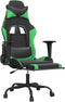 vidaXL - Gamestoel - met - voetensteun - kunstleer - zwart - en - groen