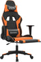 vidaXL - Gamestoel - met - voetensteun - kunstleer - zwart - en - oranje