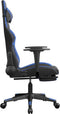 vidaXL - Gamestoel - met - voetensteun - kunstleer - zwart - en - blauw