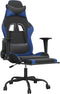 vidaXL - Gamestoel - met - voetensteun - kunstleer - zwart - en - blauw