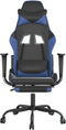 vidaXL - Gamestoel - met - voetensteun - kunstleer - zwart - en - blauw
